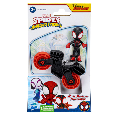 Figurine - SPIDERMAN SET MOTOCICLETA SI FIGURINA MILES MORALES SPIDER MAN 6CM