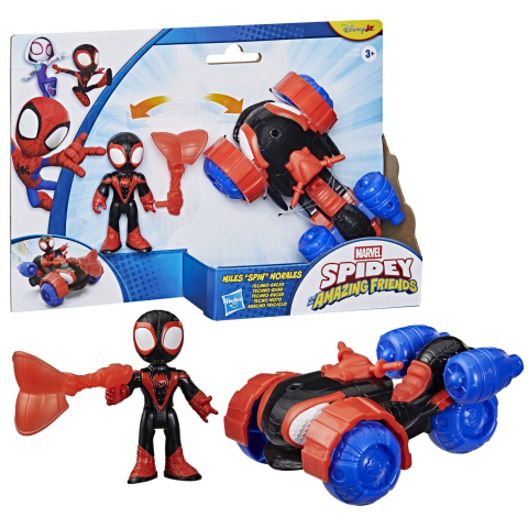 SPIDEY SI PRIETENII LUI UIMITORI MARVEL SET FIGURINA MILES SPIN MORALES SI VEHICUL TECHNO RACER 7.6CM [7]