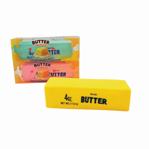 Jucării senzoriale și antistres - Jucarie antistres Squishy unt 13 cm culori diverse
