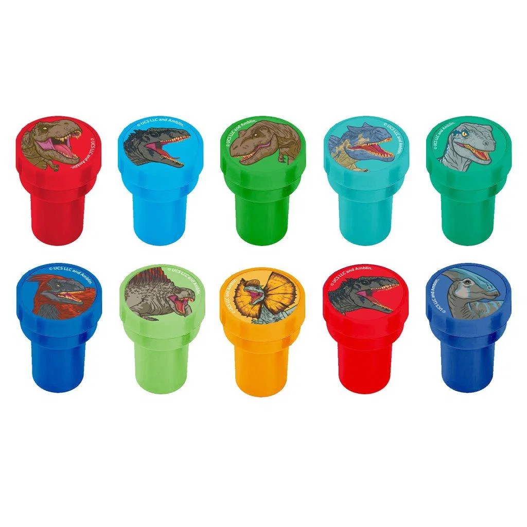 Ștampile și șabloane - Stampila rotunda Jurassic World cu autocolant holografic diverse modele