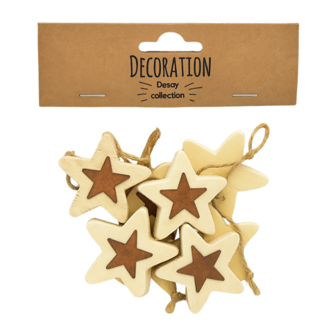 Noutăți Librăria Compas - Stea lemn cu agatatoare 4.5x1.1x4 cm 8/set