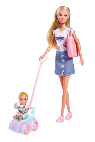 Papusa Steffi cu masinuta premergator si bebe Simba [1]