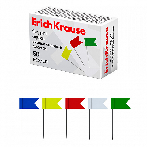 Comunicare și prezentare - Steaguri colorate cu ace ErichKrause set 50 buc