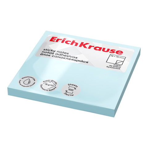 Note adezive - Stick notes hartie 75x75mm 100 coli blue Erich Krause