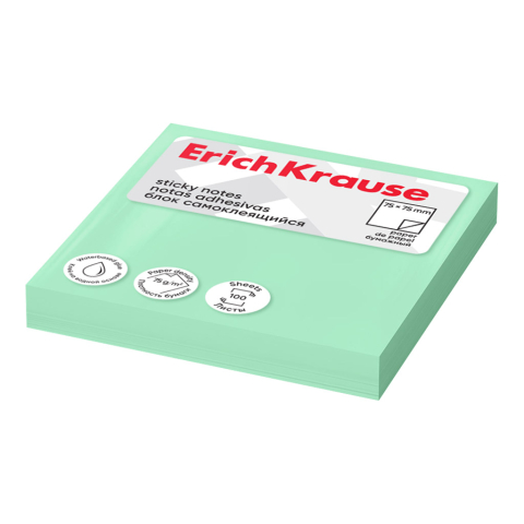Note adezive - Stick notes hartie 75x75mm 100 coli vernil Erich Krause