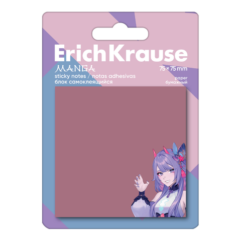 Note adezive - Stick notes hartie manga 75x75mm 50 coli Erich Krause bordo