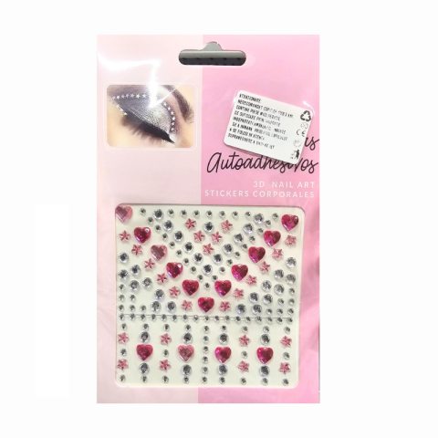 Set stickere autoadezive 3D diamante inimi si stelute pentru machiaj si unghii culori diferite [6]