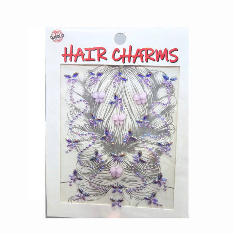 Set stickere decorative Hair Charms cu cristale si fluturasi culori variate [2]