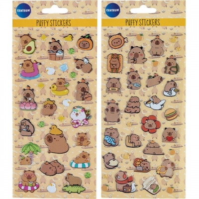Craft și modelaj - Stickere decorative Puffy Capybara modele diferite