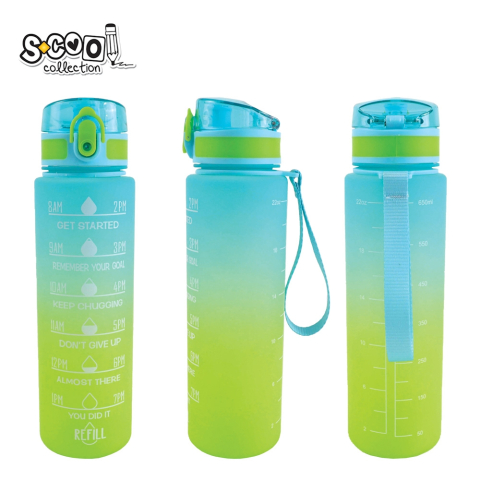 Pahare și sticle pentru scoală - Sticla apa motivationala plastic 700 ml Green Gradient S Cool Collection