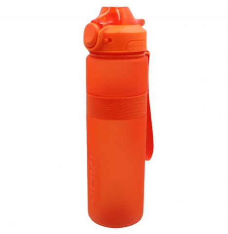 Pahare și sticle pentru scoală - Sticla apa PETG Soft touch 1000 ml cu deschidere automata portocaliu Noki