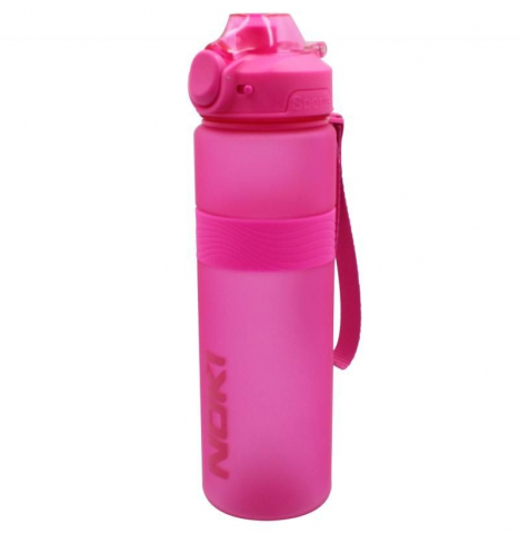 Pahare și sticle pentru scoală - Sticla apa PETG Soft touch 1000 ml cu deschidere automata roz Noki