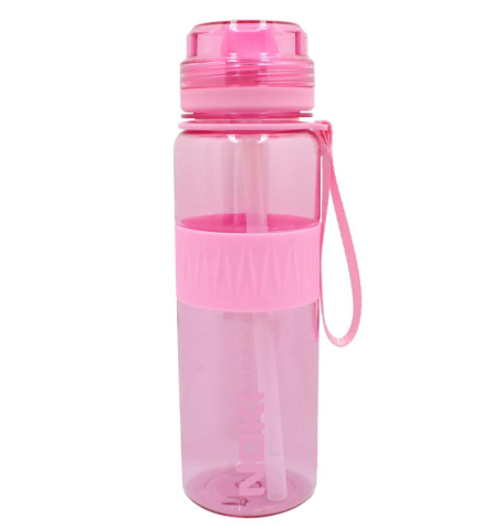 Pahare și sticle pentru scoală - Sticla apa tritan 590 ml deschidere cu filet roz Noki