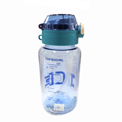 Sticla de apa din plastic cu pai gradata reutilizabila 800 ml culori diferite [3]