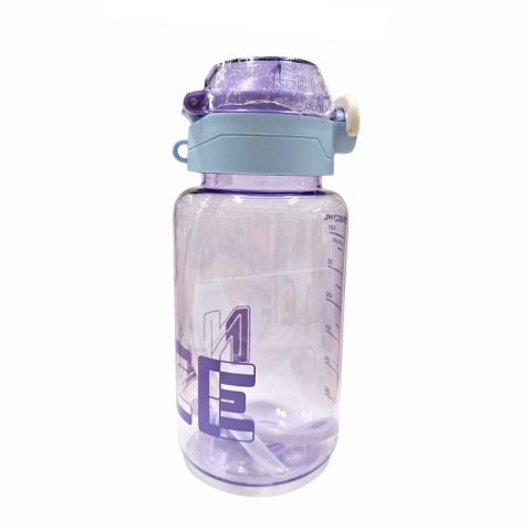 Sticla de apa din plastic cu pai gradata reutilizabila 800 ml culori diferite [4]