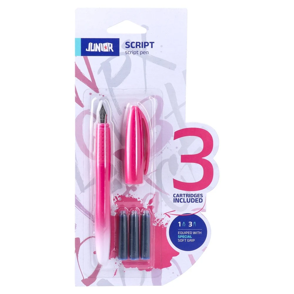 Instrumente de scris - Stilou Script cu 3 cartuse gradient roz Junior
