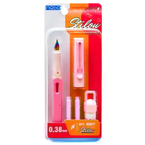 Noutăți Librăria Compas - Stilou roz cu cerneala termosensibila si rezerve Nebo