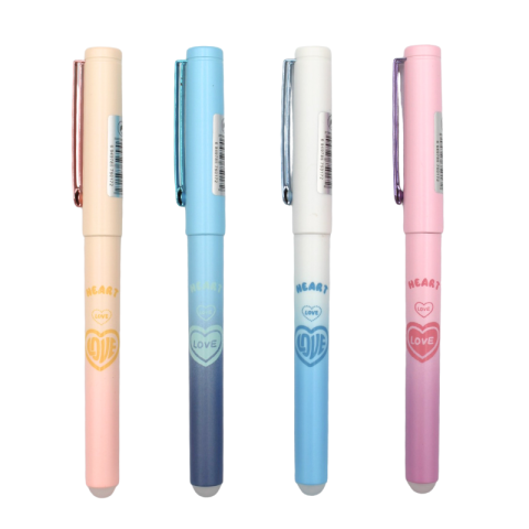Rechizite școlare - Stilou cu cerneala termosensibila cu stergere Hearts Love 0.38mm culori pastel diferite