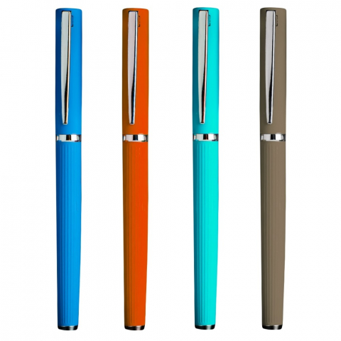 Stilouri școlare - Stilou din metal corp cauciucat culori asortate