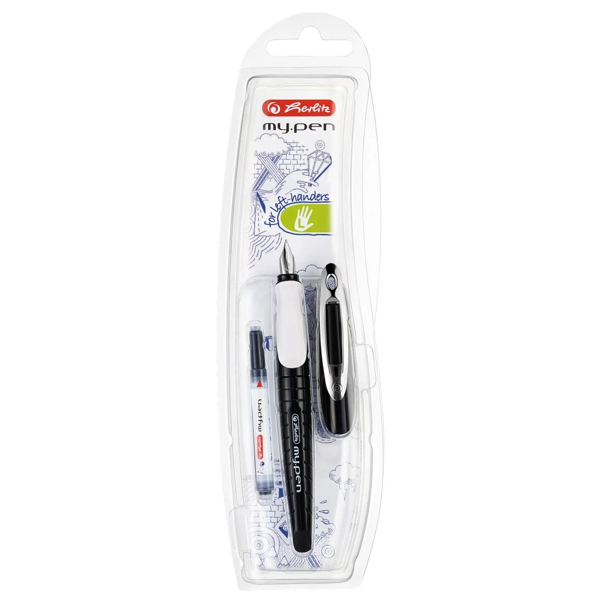 Stilouri școlare - Stilou My.Pen penita L corp negru/alb Herlitz