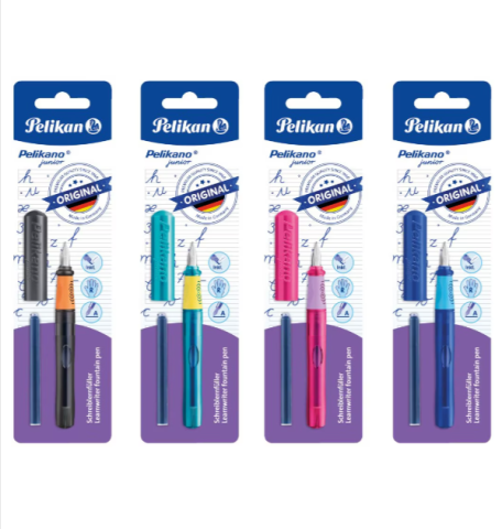 Stilouri școlare - Stilou cu grip pentru dreptaci Pelikano Junior penita A culori diferite