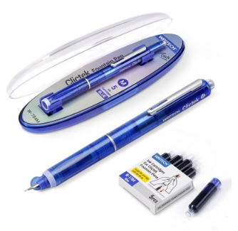 Instrumente de scris - Stilou retractabil Writech M corp albastru cu cutie cadou si 5 patroane cerneala albastra
