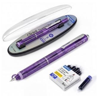 Instrumente de scris - Stilou retractabil Writech M corp violet cu cutie cadou si 5 patroane cerneala albastra
