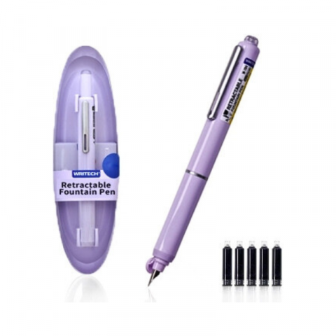 Noutăți Librăria Compas - Stilou retractabil Writech violet 5 patroane culoare scriere albastru