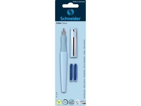Rechizite școlare - Stilou Schneider Tomo bleu cu 2 rezerve pe blister