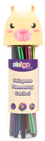 Instrumente de scris - Set 12 carioci lavabile cutie Lama Strigo