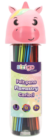 Instrumente de scris - Set 12 carioci lavabile cutie Unicorn Strigo