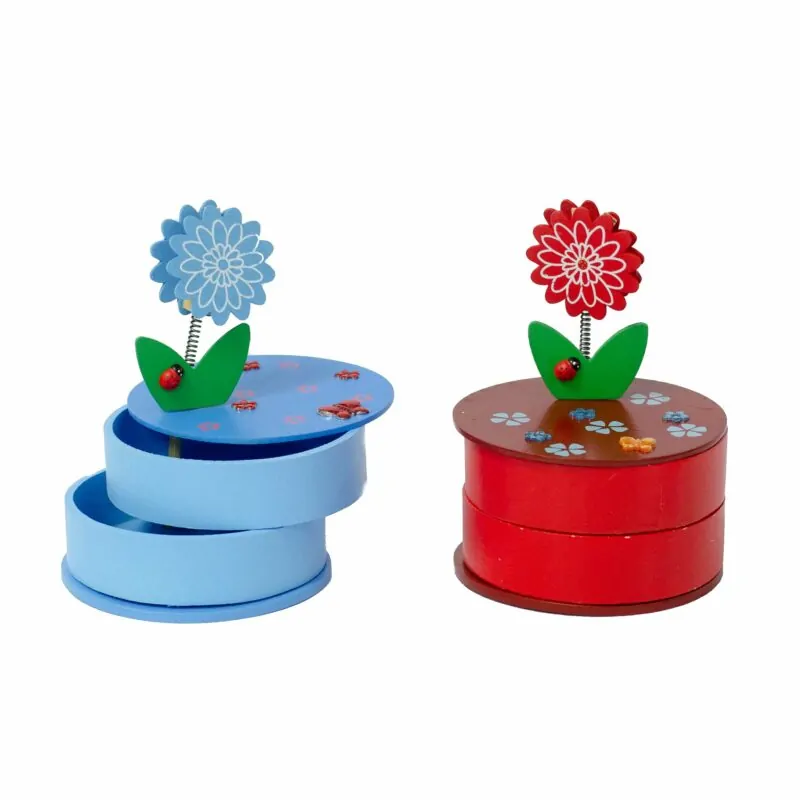 Articole pentru copii - Suport agrafe din lemn cu floare decorativa – 10x10x20 cm diverse culori