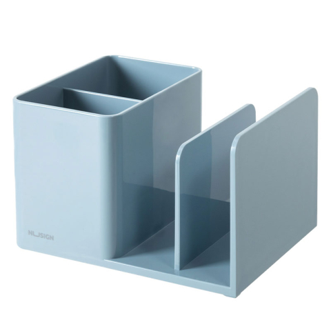 Birotică și accesorii birou - Suport birou 2 compartimente + 2 separatoare carti albastru Nusign Deli