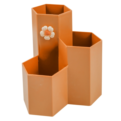Suport birou 3 compartimente cu floare 11x12 cm diverse culori [3]