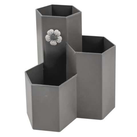 Suport birou 3 compartimente cu floare 11x12 cm diverse culori [1]