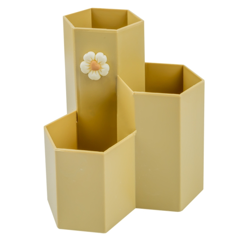 Suport birou 3 compartimente cu floare 11x12 cm diverse culori [2]