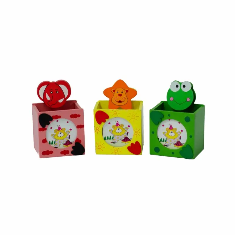 Organizare și arhivare - Suport creion copii decorativ lemn 6.5x11 cm culori diferite
