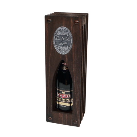 Băuturi și accesorii - Suport lemn in forma de carte cu sticla de vin 200 ml La Multi Ani