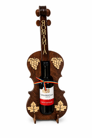 Casă și decorațiuni - Suport din lemn pentru sticla de vin forma de vioara