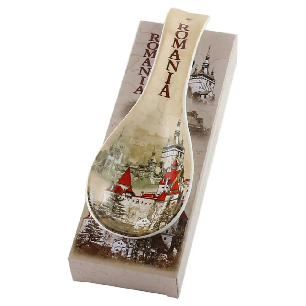 Noutăți Librăria Compas - Decor de perete lingura ceramica Castele Romania maro 9 x 26 cm