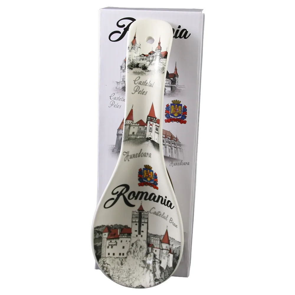 Noutăți Librăria Compas - Decor de perete lingura ceramica Castele Romania alb 9 x 26 cm