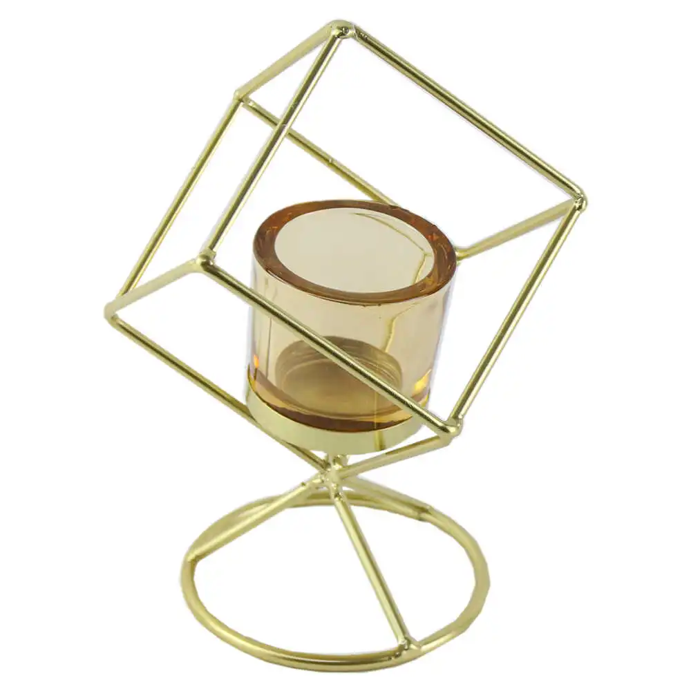 Casă și decorațiuni - Suport lumanare din metal si pahar din sticla 15x20 cm