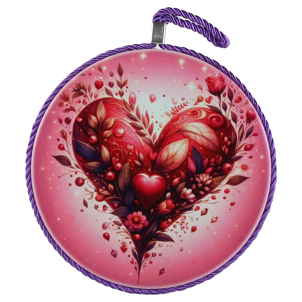Articole pentru bucătărie - Suport decorativ oale din ceramica 17 cm Inimioara cu flori