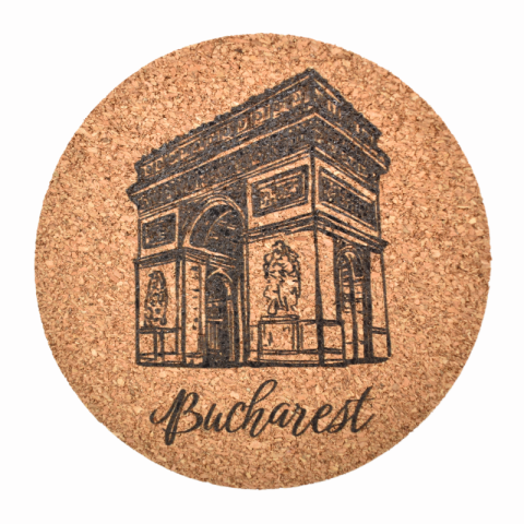 Articole pentru bucătărie - Suport pahare personalizat UV din pluta 10 cm Bucuresti