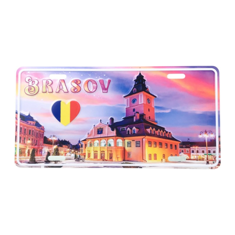 Souvenir România - Tablita metal Brasov 30 x 15cm