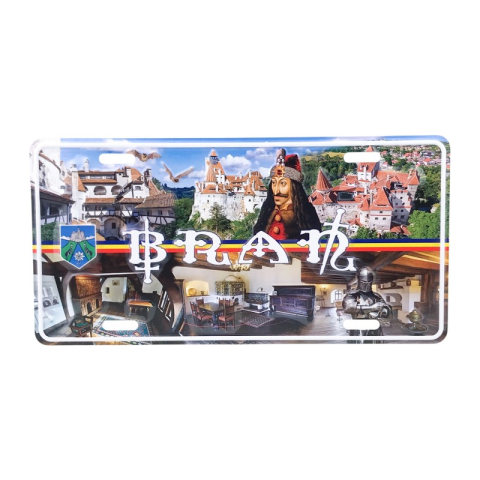 Souvenir România - Tablita metal Castelul Bran 30 x 15cm