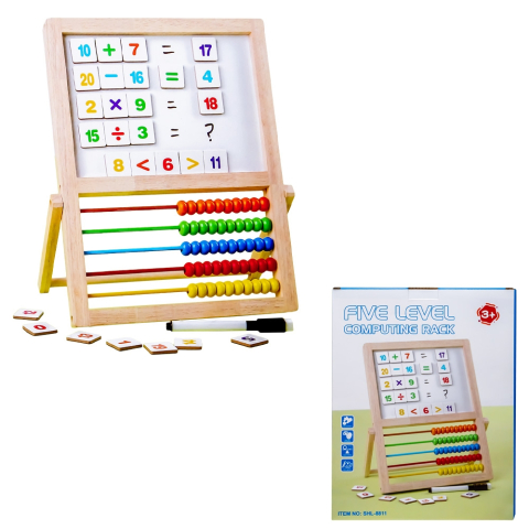 Jocuri educative și de societate - Tablita magnetica lemn cu socotitoare alb-negru