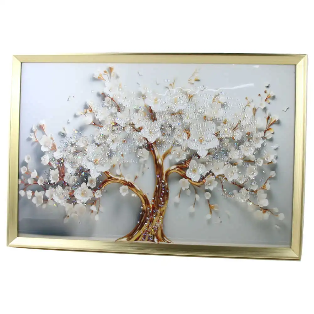 Casă și decorațiuni - Tablou 3d cu pietre stralucit 40x60cm cires inflorit 4316