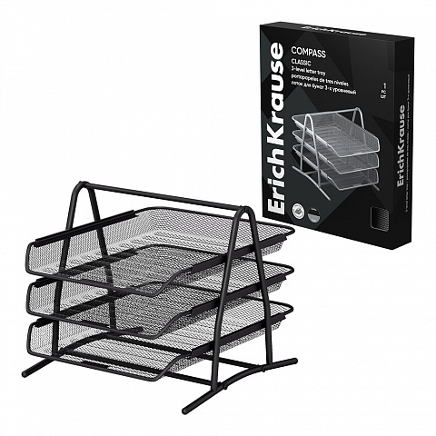 Noutăți Librăria Compas - Tava documente cu 3 niveluri ErichKrause Compass Classic Neagra