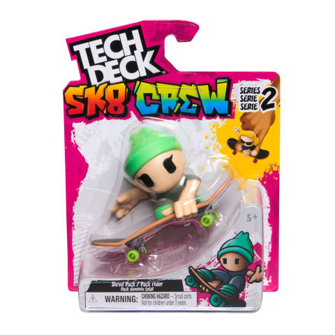 Mașinuțe de jucărie - TECH DECH SK8 CREW PACHET PLACA SI FIGURINA 9.6CM SAPCA VERDE